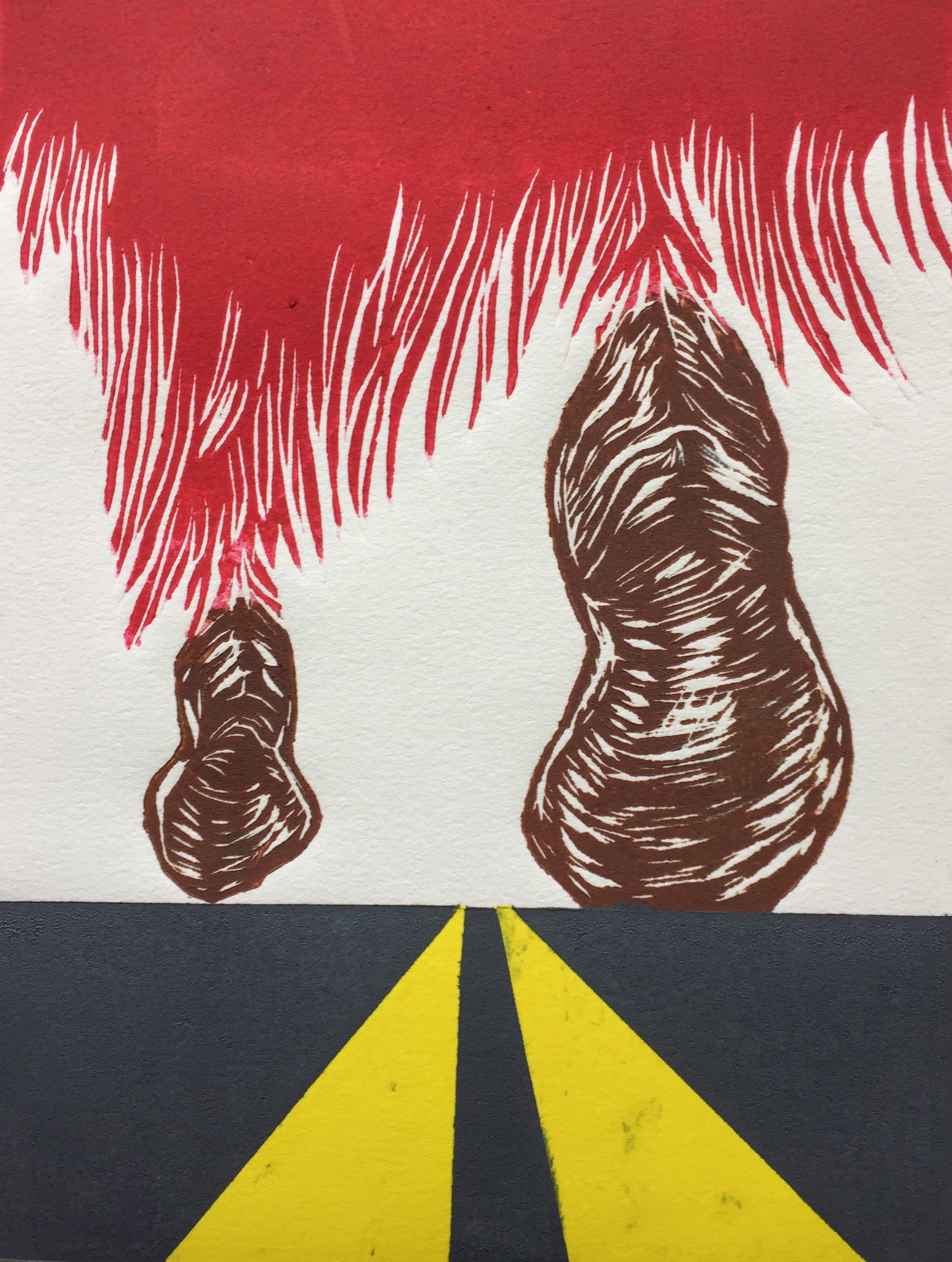 On the Pow Wow Trail Linocut
