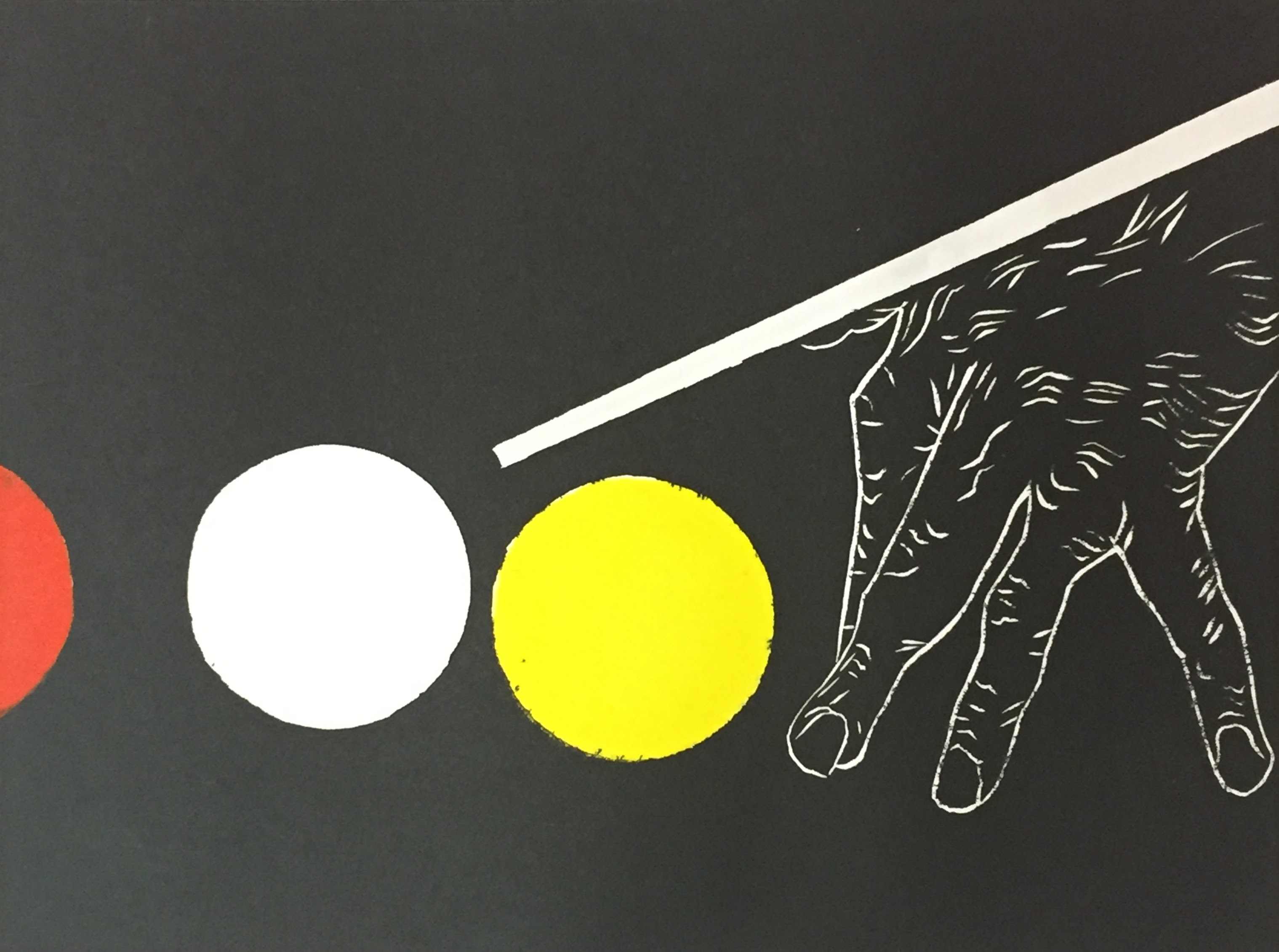 Shooting Eight Ball Linocut