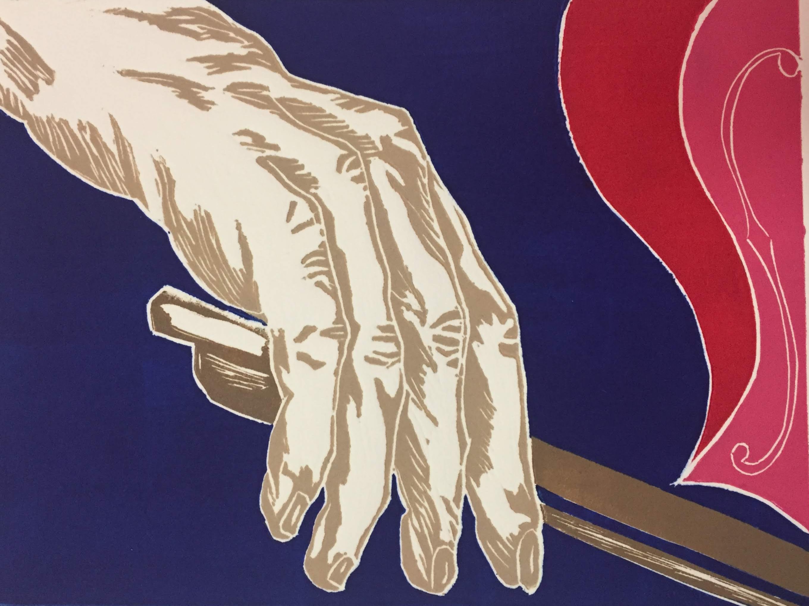 The Cello Bow Linocut