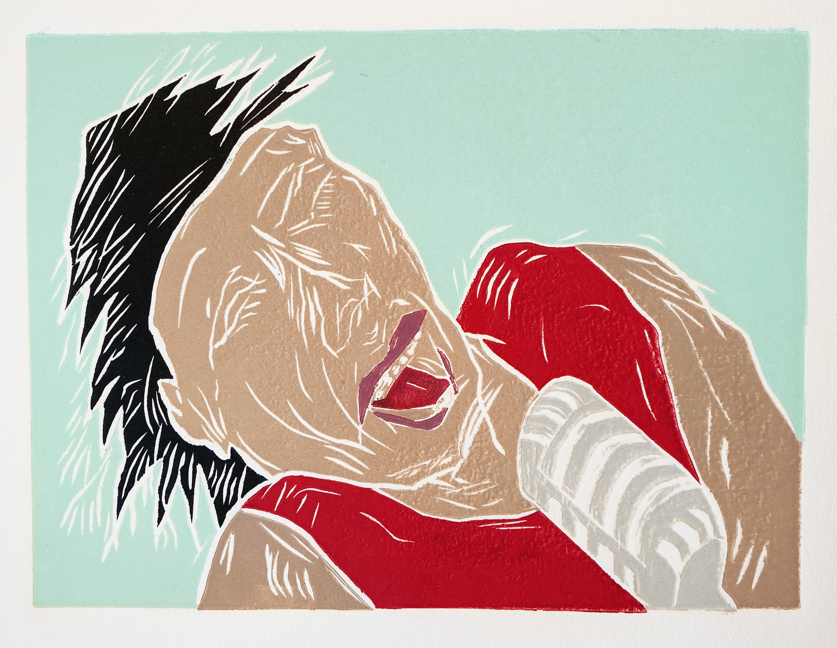 The Lead Singer Linocut