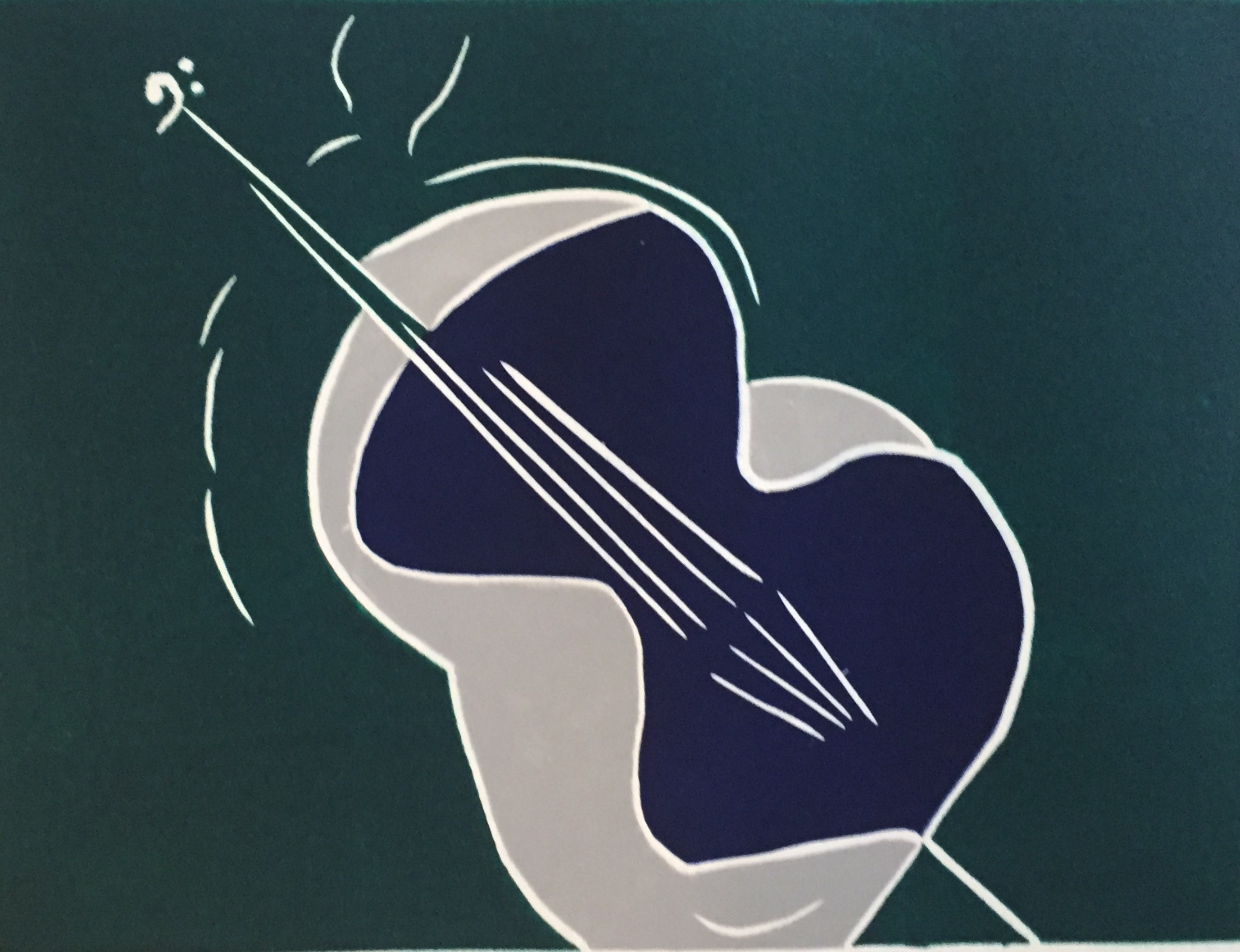 The Stand up Bassist Linocut
